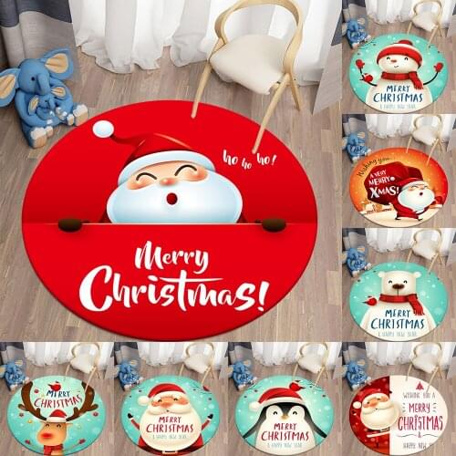 Christmas Round Carpet Santa Claus Area Rugs Kitchen Bedroom Carpet Living Room Childrens Rugs Kids Play Mat Christmas Decor