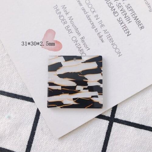 Leopard Style Geometry Square Environmental Acrylic Acetic Acid Charms 30pcs 31*30mm Plastic DIY Jewelry Fashion Earring Pendant