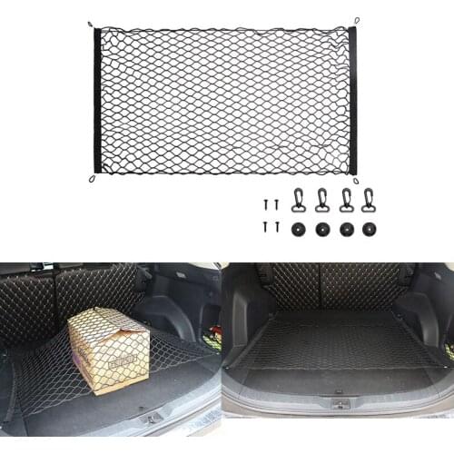 Car Trunk Net Tail Box Net Cover Fixed Bag Elastic Cargo Organizer Storage Mesh Stretchable For Van Pickup SUV MPV Accessories