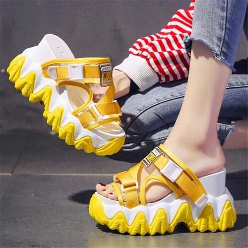 11cm Wedge High heel Womens Slides Fashion Transparent PVC Buckle Woman Summer Outdoor Slippers Chunky Platform Beach Sandals