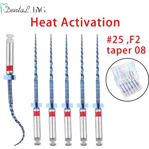 Dental Endo Files Heat Activation 08 Taper F2 Dental Rotary Files Engine Use Endodontic Treatment for Root Canal Cleaning