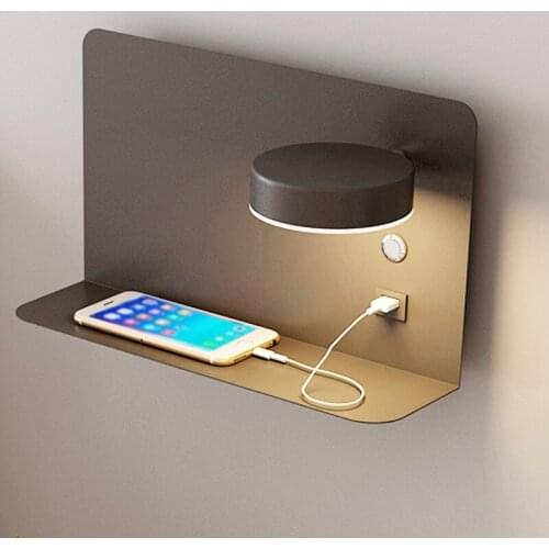 LED Wall Lights With Switch And USB Interface Fashion White Black Lamp Fixture Corridor Aisle Lighting Art Luminaire ZM111202