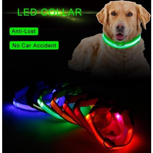 LED Light Night Safety Glowing Nylon Pet Dog Collar Pet Supplies Cat LED Dog Collar Pet Accessories For Small Dogs LED Collars