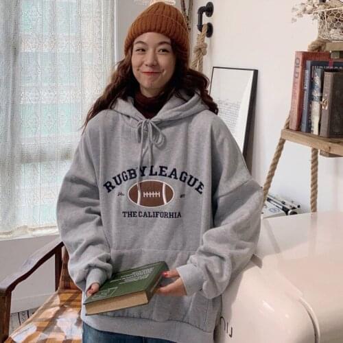 Hooded Sweatshirt Loose Oversized Aesthetic Fall Women Womens Korean Fashion Pullover Casual Hoodies Long Sleeve Streetwear