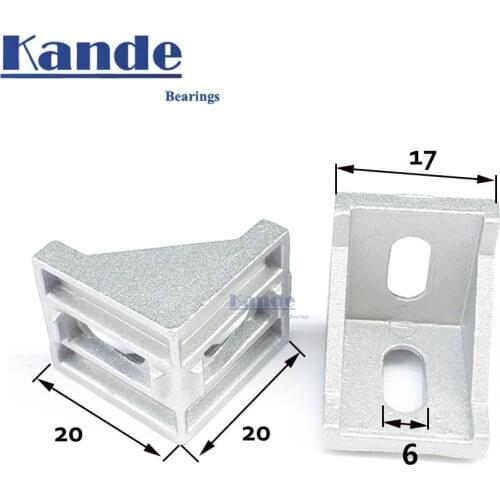 KANDE 10pcs 2020 corner fitting angle aluminum 20 x 20 x17 connector bracket fastener match use 2020 industrial aluminum profile