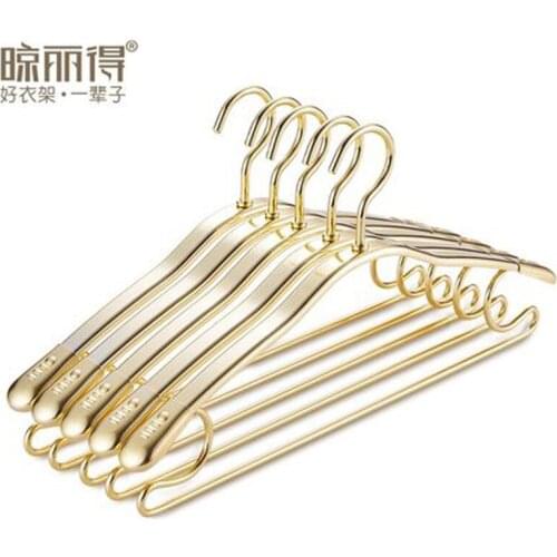 10 pcs/lot Space Alluminum Alloy Coat Hangers with Wide Shoulder Anti-Slip Traceless Metal Cothes Hanger Closet Space Saving