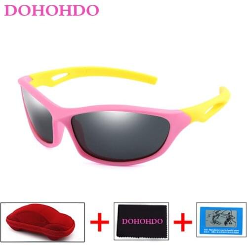 DOHOHDO Silicone Flexible Children Sunglasses Polarized Sun Glasses Baby Kids Glasses Boys Girls Sport Goggles UV400 Eyewear
