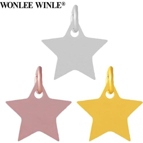Wonlee Winle Silver Rose Gold Never Fade Stainless Steel Little Star Charm Pendants for DIY Bracelet Necklace Jewelry Making