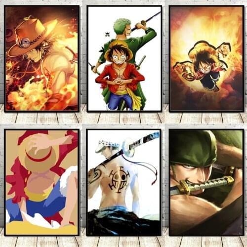 Japanese Anime One-piece Canvas Painting Luffy Nami Solo Sanji Character Poster Childrens Room Decoration Bedroom Wall Painting