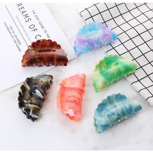 Boutique new fashion Acrylic starry sky large hairpin wavy water pattern crab clip for Women girls Hair Accessories Headwear