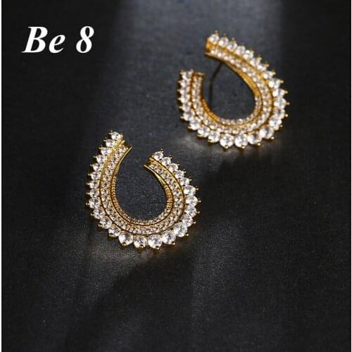 Be8 Brand Top Quality Clear AAA Cubic Zirconia Stud Earrings Women Jewelry Olive Leaf Shape Earring For Birthday Show Gift E-194