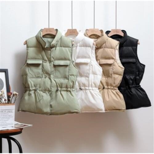 Winter Down Vest Women Short Vest Windbreaker Lightweight Coat Warm Waistcoat Female White Duck Down Coat Sleeveless Jacket