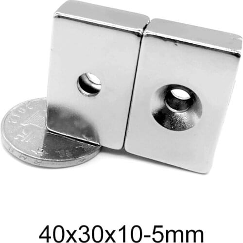 1/2/5PCS 40x30x10 mm N35 Strong Neodymium Magnets Hole 5mm Block Permanent Magnet 40x30x10mm Magnetic Magnet sheet 40*30*10 mm
