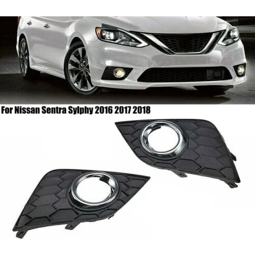 1 Pair Front Fog Light Lamp Kit Bumper Cover Trim for Nissan Sentra 2016-2019