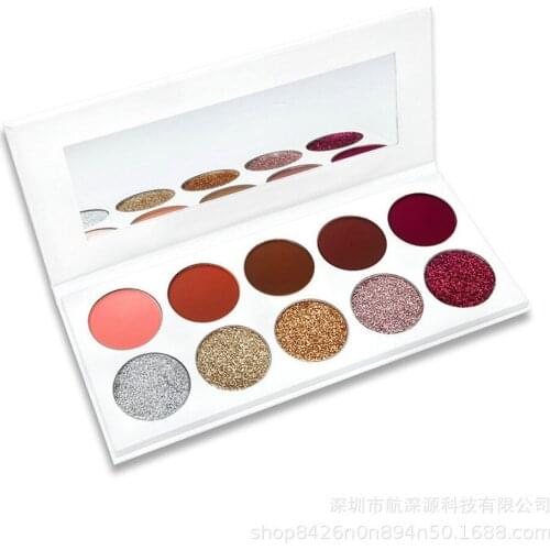 10 Piece Glitter Eyeshadow Power Palette Glitter Highlighter Shimmer Makeup Pigment Private Label