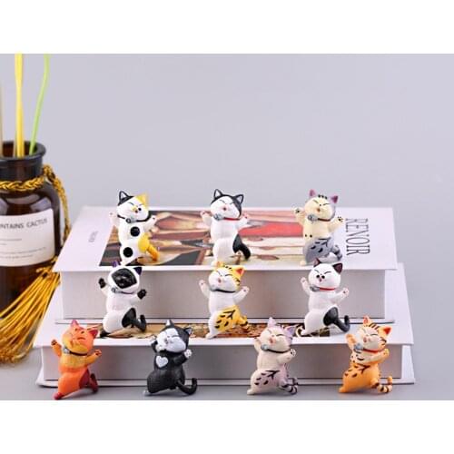 10Pcs Kitten Ornament Miniature Collectible PVC Doll Model Baking Decor for Desktop Birthday Gifts Customer Favors Craft Toys