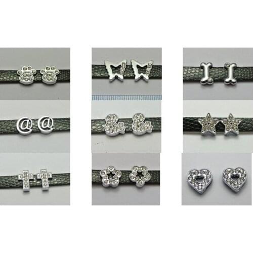 10 Rhinestone 10 hybrid Slide Beads Charm Fit 8mm Watch Bands