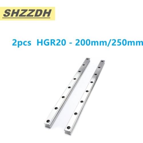 2PCS HGR20 length 200mm 250mm precision linear guide rail, used for HGH20CA / HGW20CC slider CNC engraving machine accessories