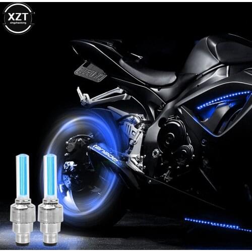 2PCS Car Wheel LED Light Motorcycle Bike Light Tire Valve Cap Decorative Lantern Tire Valve Cap Flash Spoke Neon Lamp