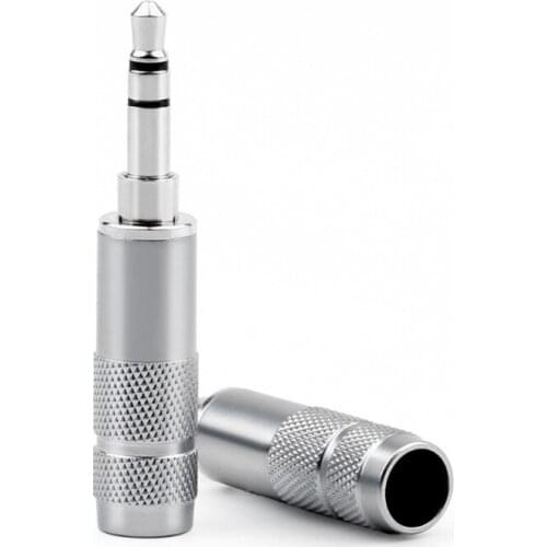 3.5mm 3 Pole Stereo 24K Rhodium Plated Earphone Plug Copper Audio Jack 3.5 Soldering Headphone Extension Wire Connectors Adapter