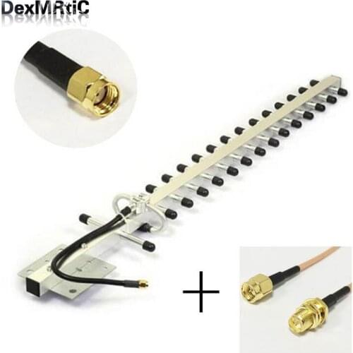 3G yagi RP-SMA outdoor white antenna 25dBi signal booster 25cm Cable + SMA male to RP-SMA Female RG316 Cable 15CM