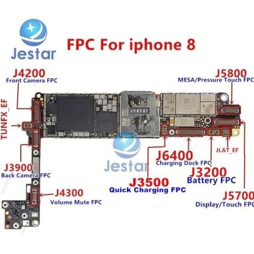 5pcs/lot J5800 J5700 J6400 JLAT_EF J4200 TUNFX_EF J3900 J3500 J4300 J3200 FPC connector for iphone 8 on mainboard