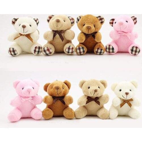 8CM Teddy Bear Cute Plush Toys Bag Keychain Car Key Holder for Pendant Doll Kids Toys Stuffed Animals Fluffy Bear Toy