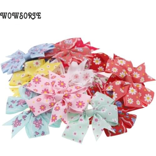 8.5cm baby Printed DIY Flower Bowknot Hair Bow Accessory No Clips without headband children girls hair Accessories 12pcs/lot