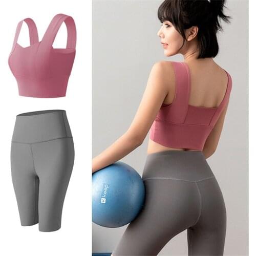 Seamless Sports Yoga Set Gym Women Fitness Suits Workout Clothes Bras T-shirt High Waist Elastic Mid-shorts 2Pcs Running Outfits