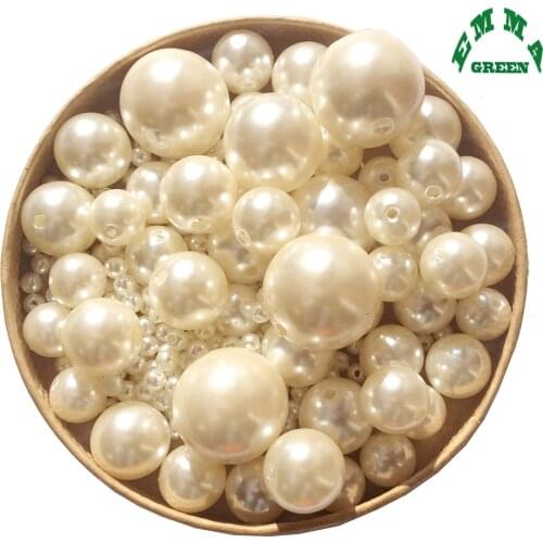 Beads for Jewelry Making Pearl Bead for Statement Necklace Ivory Pearls Round Bead 4mm to 30mm A41 Acrylic abs Pearl Beads