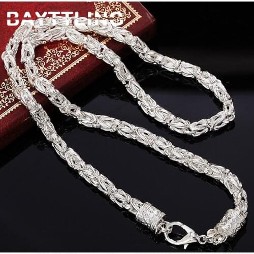 BAYTTLING 925 Sterling Silver 20 Inch 5MM Dragon Head Long Chain Necklace For Men Women Fashion Wedding Jewelry Birthday Gift