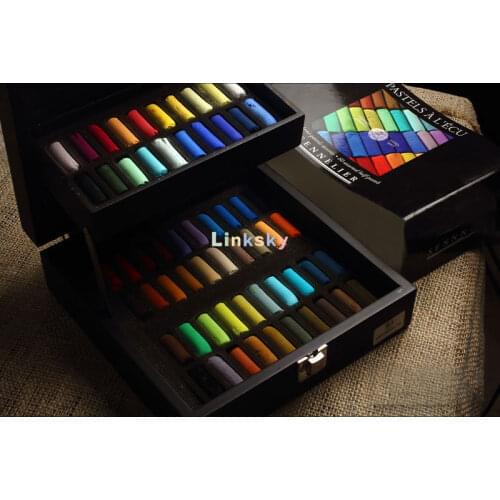 Sennelier Wood Box Set of 60 Half Stick Pastels,Made with 100% Pure Pigment,Exceptionally Soft - Lightfast and Water-soluble