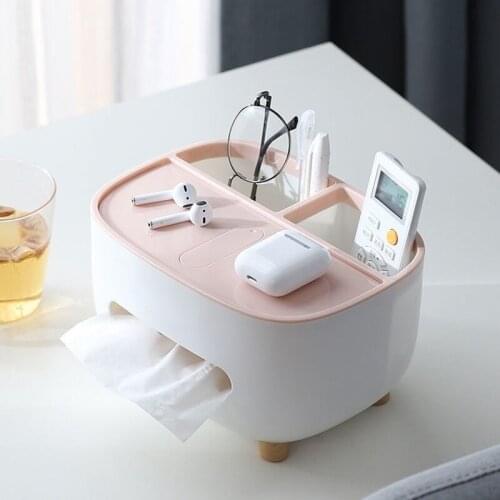 Home Kitchen Desk Tissue Case Cosmetic Storage Box Plastic Cover Living Room Pumping Box Tissue Holder Remote Control Organizer