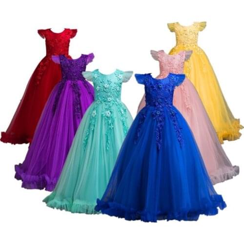 Kids Flower Girls Wedding Dress For Girl Party Dresses Princess Summer Teenage Children birthday Dress 6 8 10 12 14 Years