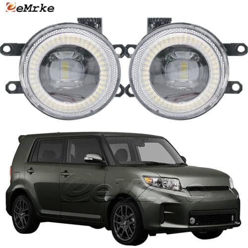 2in1 LED Angel Eye Daytime Running Lights DRL + Cut-Line Lens Fog Lights Lamp for Scion xB 2008 2009 2010 Car-styling pack of 2