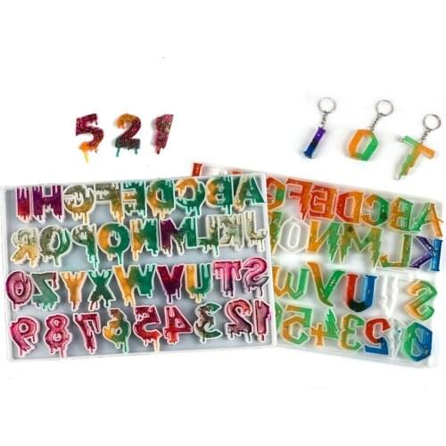 Hallowmas Blood Alphabet Resin Mold Diy Funny Kechain Pendant Phone Case Decor Number Silicone Molds Halloween Jewelry Accessory