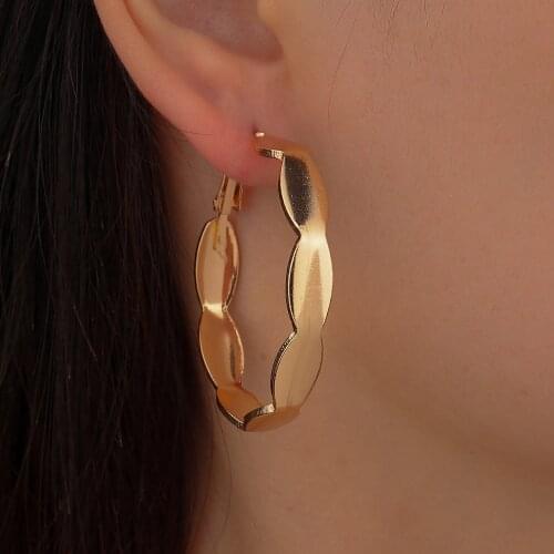 Personality Big Gold Color Hoop Earrings Minimalist Thick Round Circle Earrings For Women Zinc Alloy Trendy Hiphop Rock Jewelry