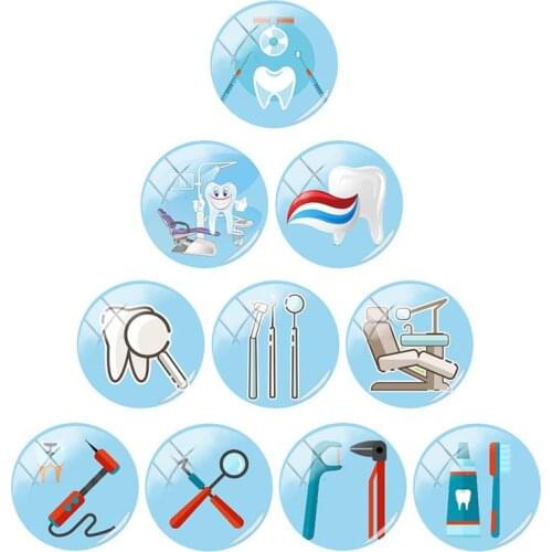 TAFREE Dental care tools 12/15/16/18/20/25/30 mm Glass Cabochons Dome Flat Back DIY Nurse Gift Medical Jewelry MD65