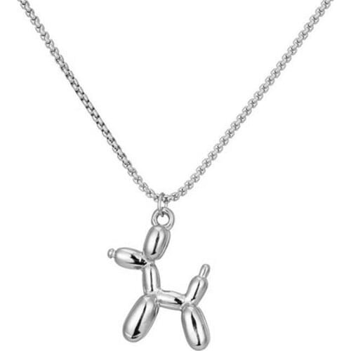 667E Classic Match Paired Necklace Cute Balloon Dog Stainless Steel Silver Gold for Boyfriend Girlfriend Birthday Present