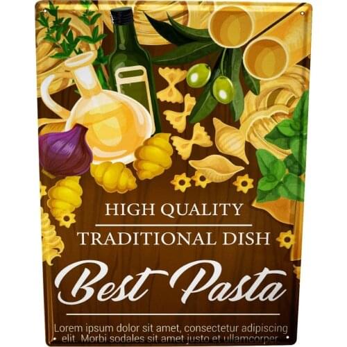 Kitchen Pasta Olives Herbs Poster Funny Sign Tin Art Wall Decor Vintage Aluminum Retro Metal Tin Sign Painting Signs 20x30cm