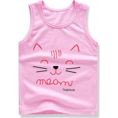Summer childrens vest pure cotton sleeveless baby shirt girl shirt Korean version of the cartoon