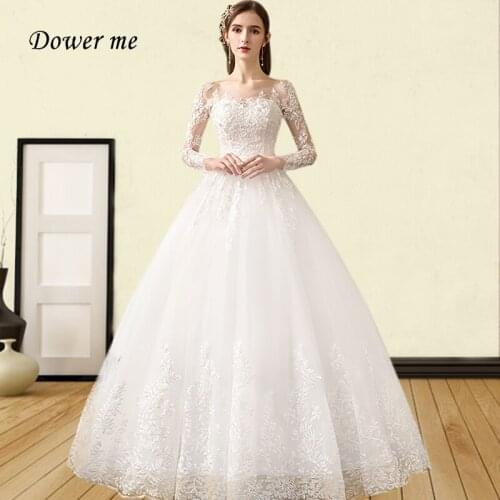 Long Sleeve Muslim Wedding Dress GR754 Plus Size Wedding Dresses Embroidery Lace Wedding Gowns For Women Vestido De Noiva