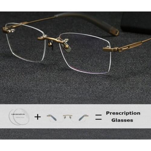 2021 Men Rimless Glasses Antiskid Silicone Eyewear Titanium Prescription Computer Anti Blue Light Sight Optical Mens Eyeglasses