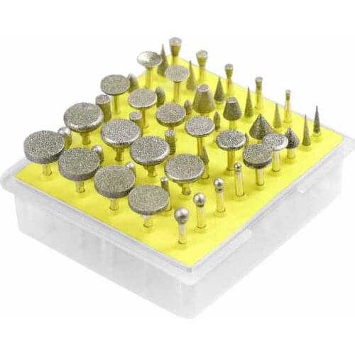50pcs Alloy Grinding Head Set 3mm Shank Diamond Tipped coated Rotary Burr Grit Grinding Head for DREMEL Rotary Tools DIY tools