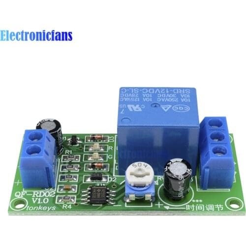 NE555 DC 12V Conduction Delay Timer Switch Adjustable Time Delay Relay Module AC 250V 10A DC 30V 1~60 seconds Adjustable Switch