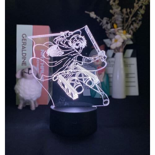 Anime Figure Attack on Titan Levi Ackerman Night Light Lamp for Bedroom Decoration Kids Gift Table 3d Led Lamp Manga