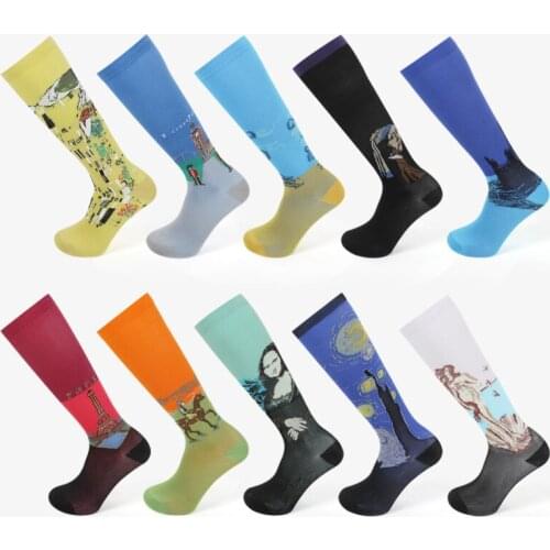 Funny Mona Lisa Famous Painting New Sports Compression Socks Unisex Outdoor Running Cycling Long Pressure Stockings High