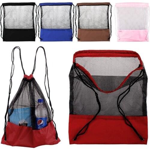 New Mesh Drawstring Backpack Tote Sport Pack Clothes Shoe Travel Bag Beach Backpack Bag Toys Shoes Clothes Organizer Dropship