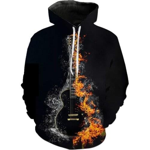 2020 new Fashion Music Guitar Sweatshirts 3D Printed Streetwear Men Hoodies Pullover Casual Long Sleeve Tops