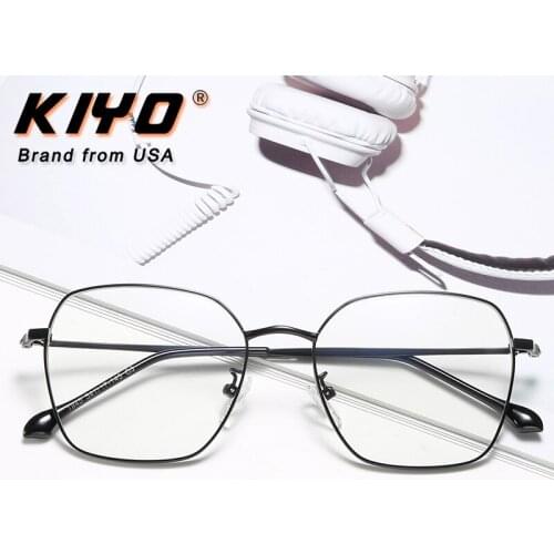 KIYO Brand 2020 New Women Men Fashion Anti Blue Light Optical Frame Metal Eyeglasses Frames Square Spectacles Glasses 1945